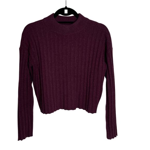 Madewell Sweaters - Madewell Women's Rib Mock Neck Turtleneck Wool Sweater Maroon Size XS